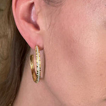 Load image into Gallery viewer, Gold Egy Crystal Thin Hoops / 1.5”

