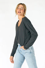 Load image into Gallery viewer, Long Sleeve Cotton Boxy V Neck Tee
